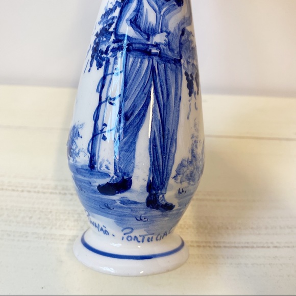 Portugal Blue White Porcelain Story Vase Pottery - Picture 2 of 9